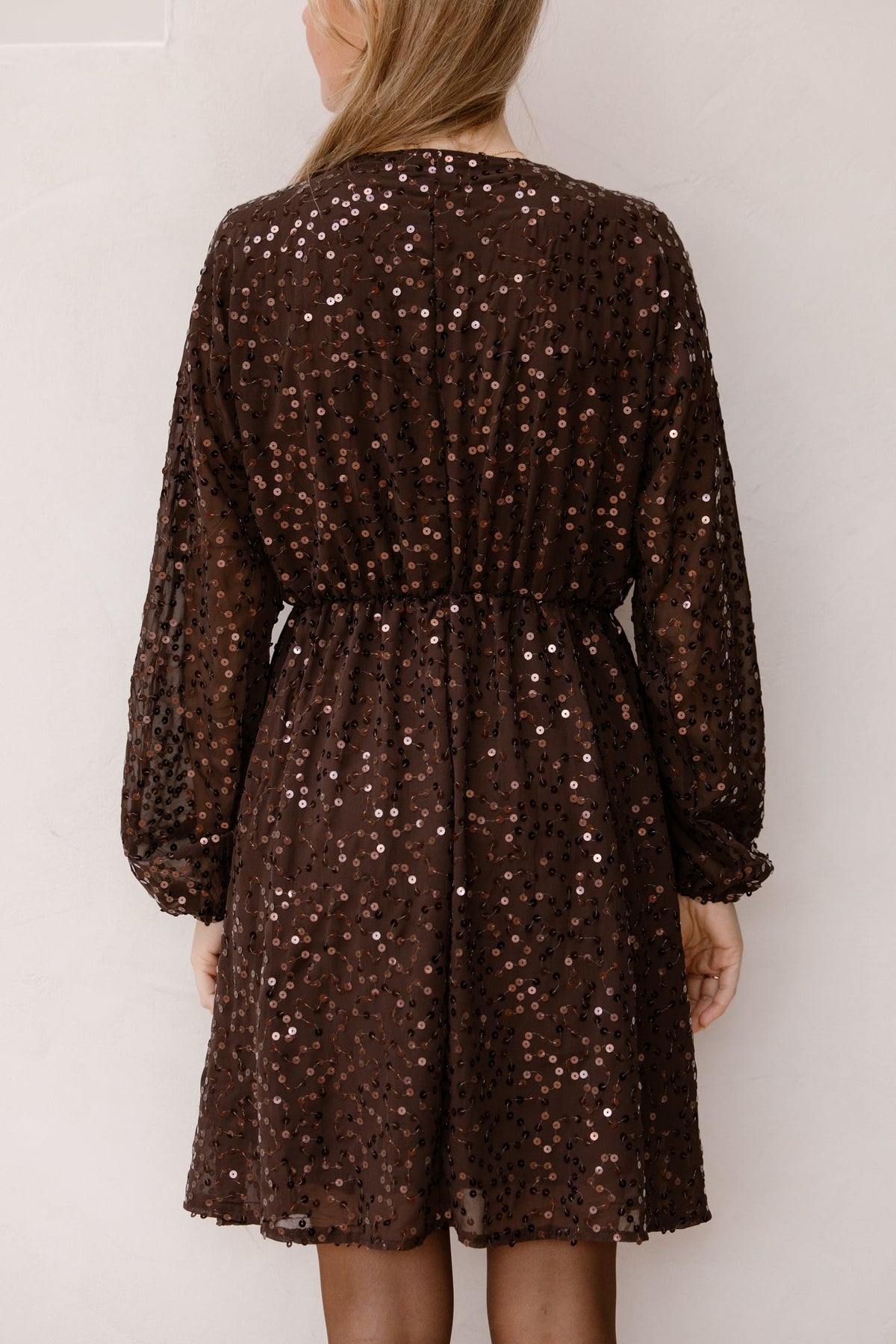 Evy paillet dress brown - Bij Keesje - Bij Keesje