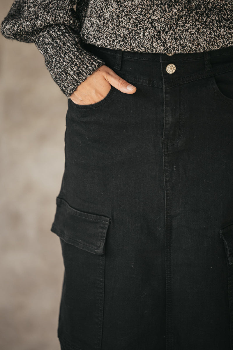 Ewy skirt denim black - Bij Keesje