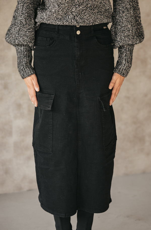 Ewy skirt denim black - Bij Keesje