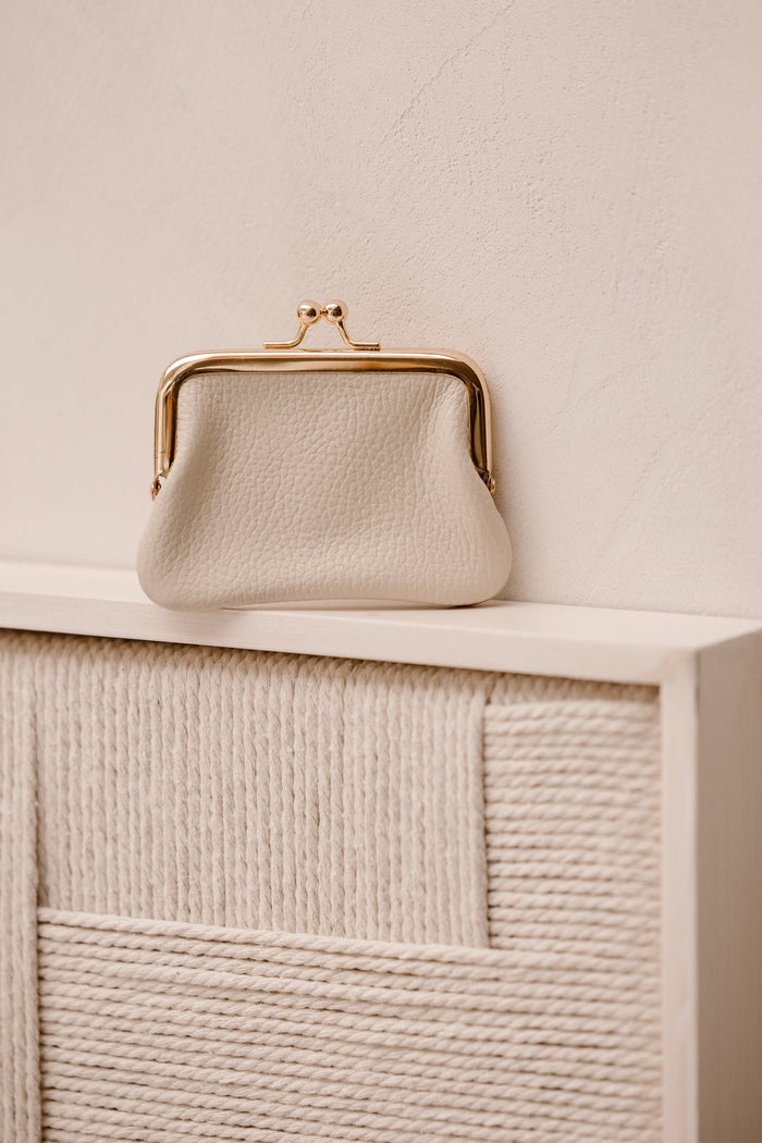 Fancy Small portemonee leer ecru - Bij Keesje - Bij Keesje