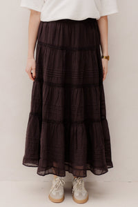 Felicia S voile skirt dark brown - Bij Keesje - Neo Noir - Rokken