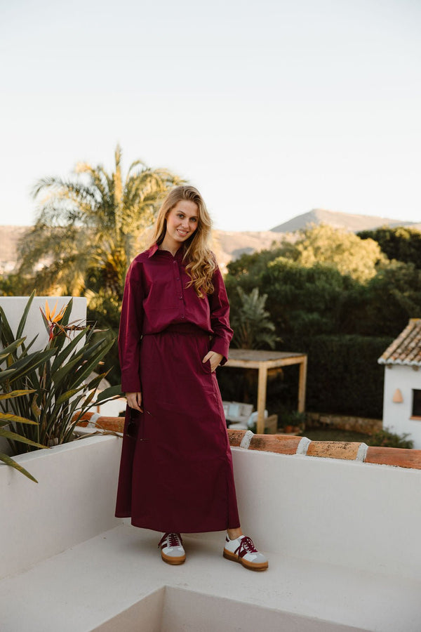 Femke katoenen rok bordeaux - Bij Keesje - Bij Keesje The Label