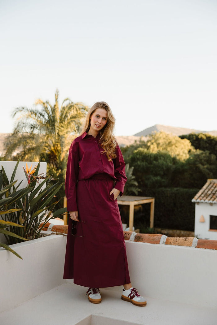 Femke katoenen rok bordeaux - Bij Keesje - Bij Keesje The Label