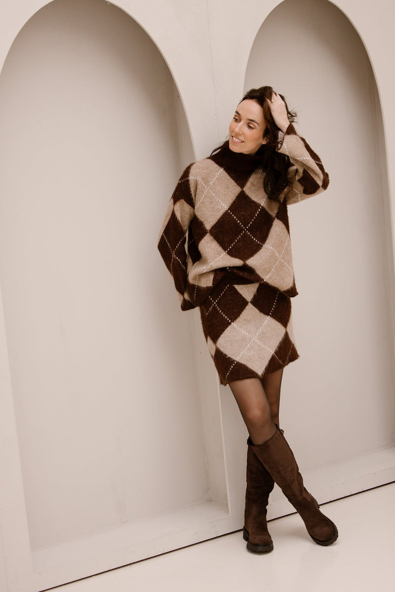 Fere rok ruit bruin - Bij Keesje - Bij Keesje