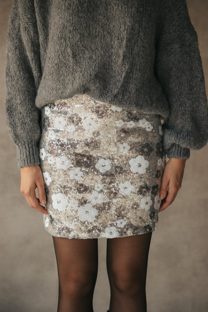 Festive flower skirt grey - Bij Keesje