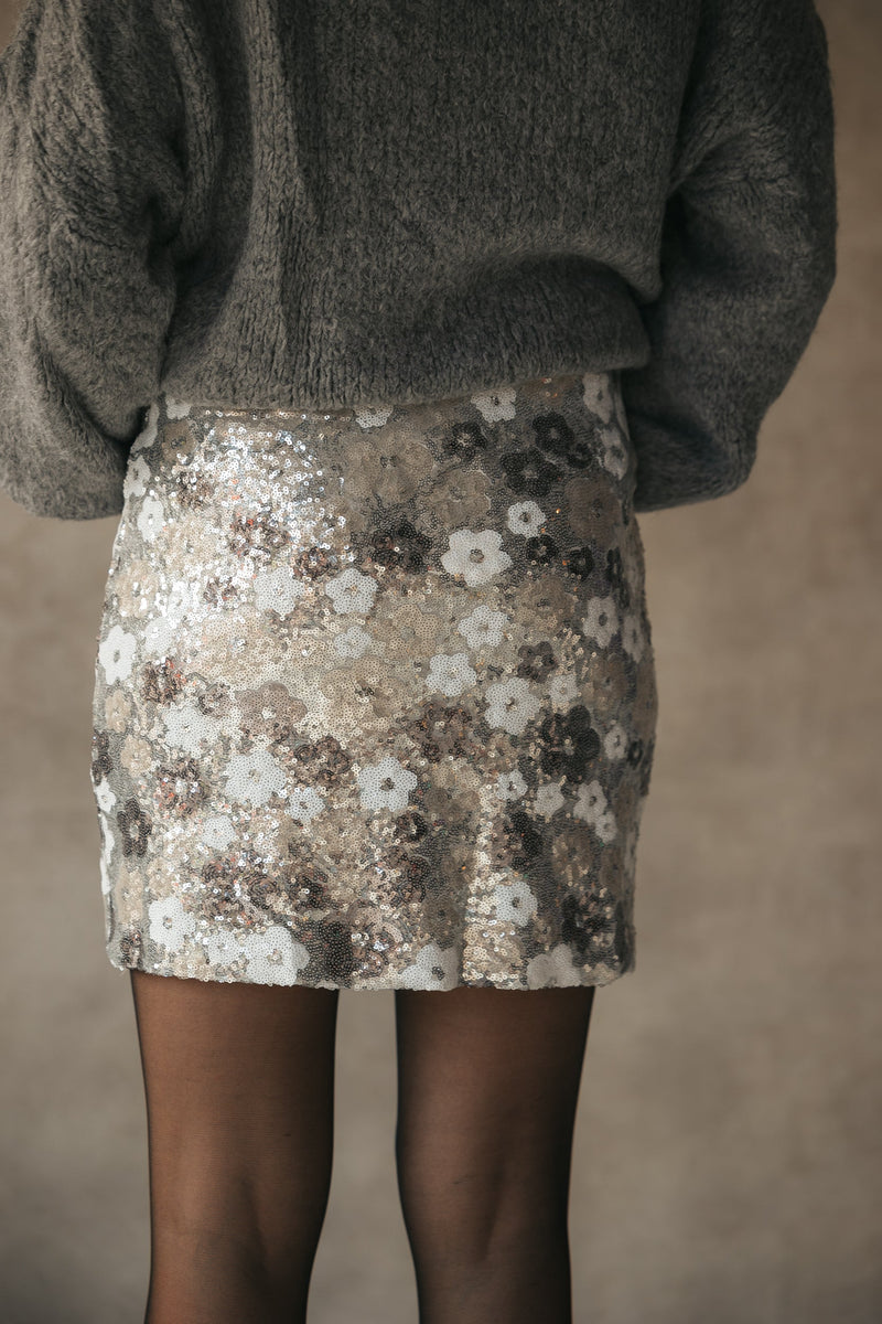 Festive flower skirt grey - Bij Keesje