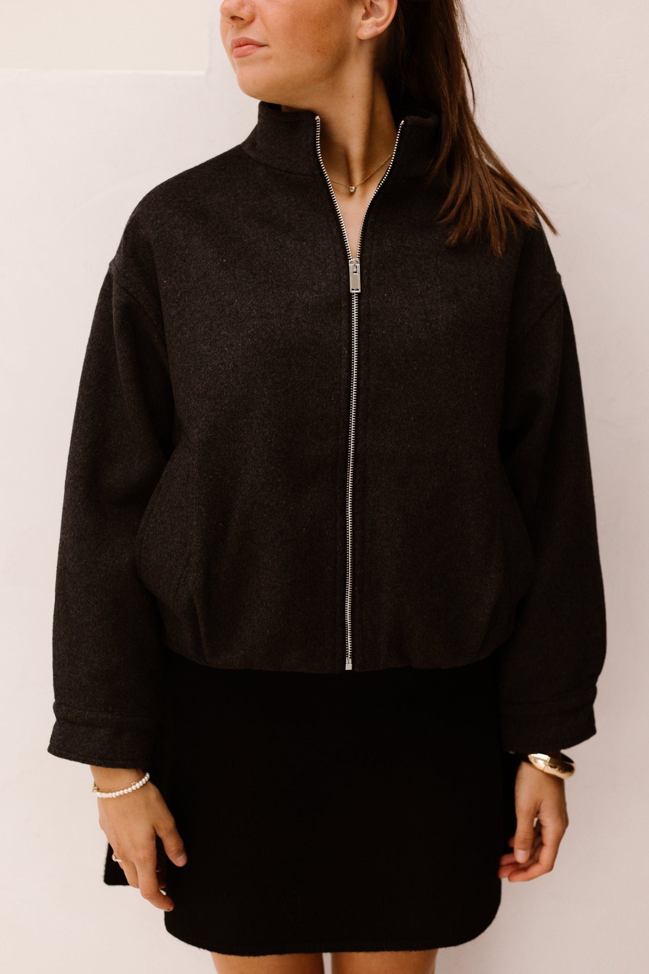 Florine wool bomber jacket antracit - Bij Keesje - Neo Noir - Jas