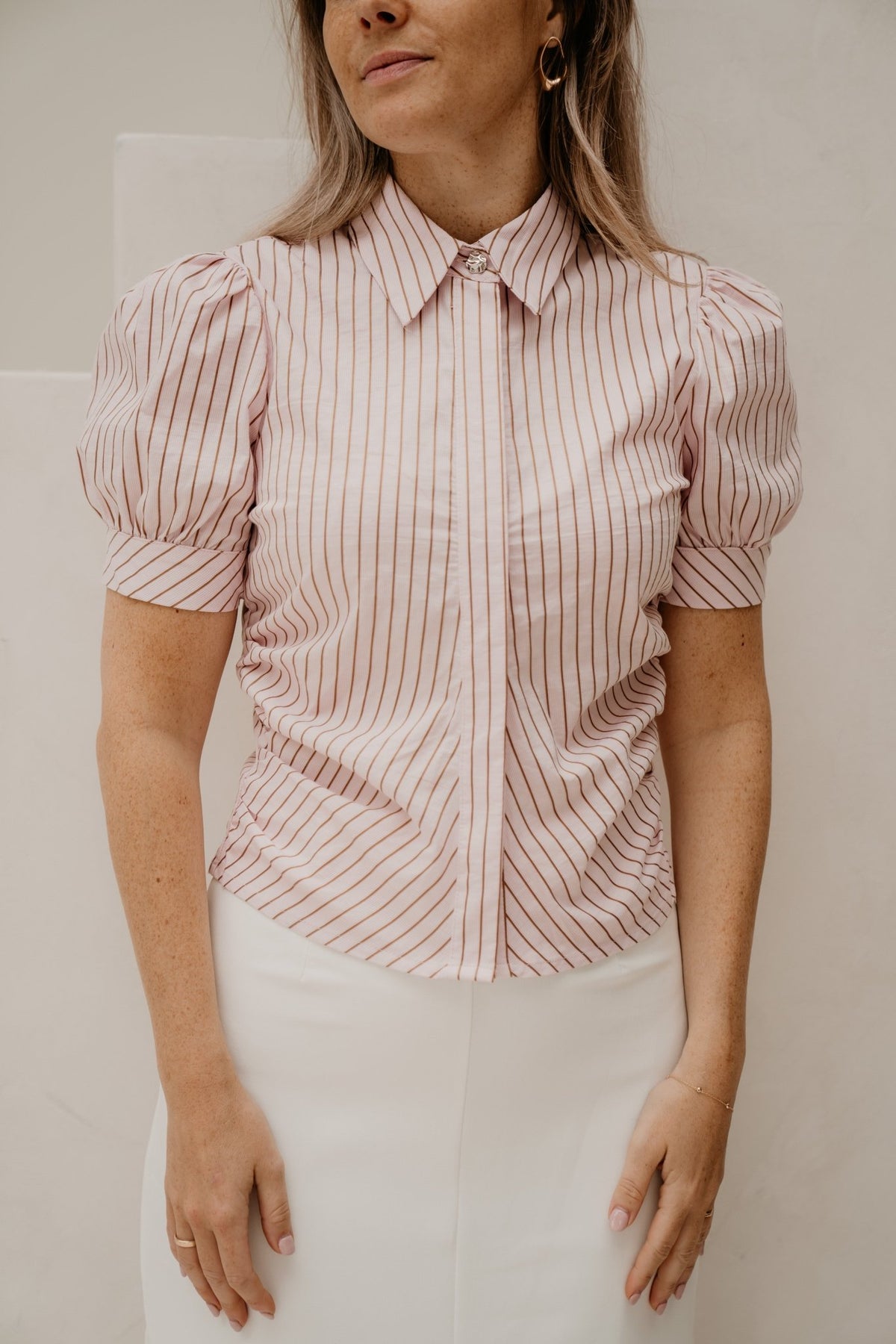 Frannie Structure Stripe Shirt Light Pink - Bij Keesje - Neo Noir - Blouse