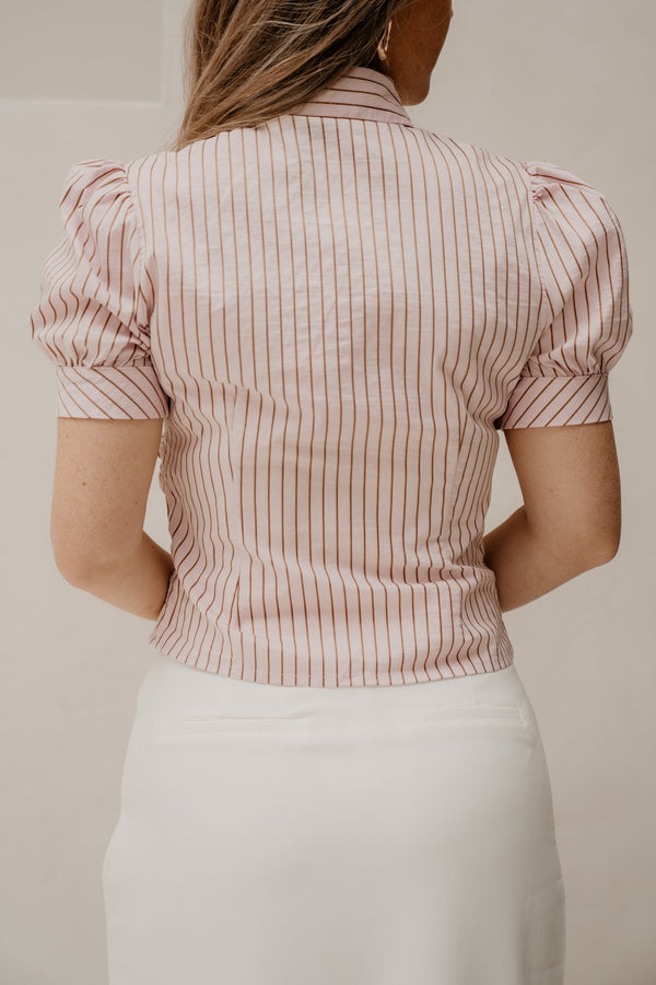 Frannie Structure Stripe Shirt Light Pink - Bij Keesje - Neo Noir - Blouse