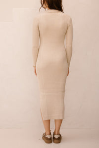 Frederique polo jurk long sleeve beige - Bij Keesje - Bij Keesje The Label