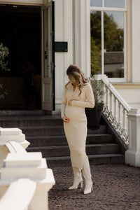 Frederique polo jurk long sleeve beige - Bij Keesje - Bij Keesje The Label