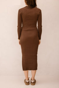 Frederique polo jurk long sleeve brown - Bij Keesje - Bij Keesje The Label