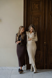 Frederique polo jurk long sleeve brown - Bij Keesje - Bij Keesje The Label