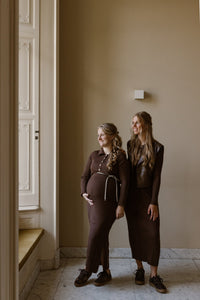 Frederique polo jurk long sleeve brown - Bij Keesje - Bij Keesje The Label