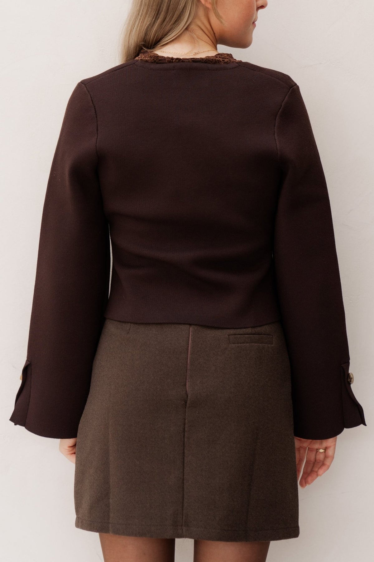 Fulvia knit blouse darkbrown - Bij Keesje - Neo Noir