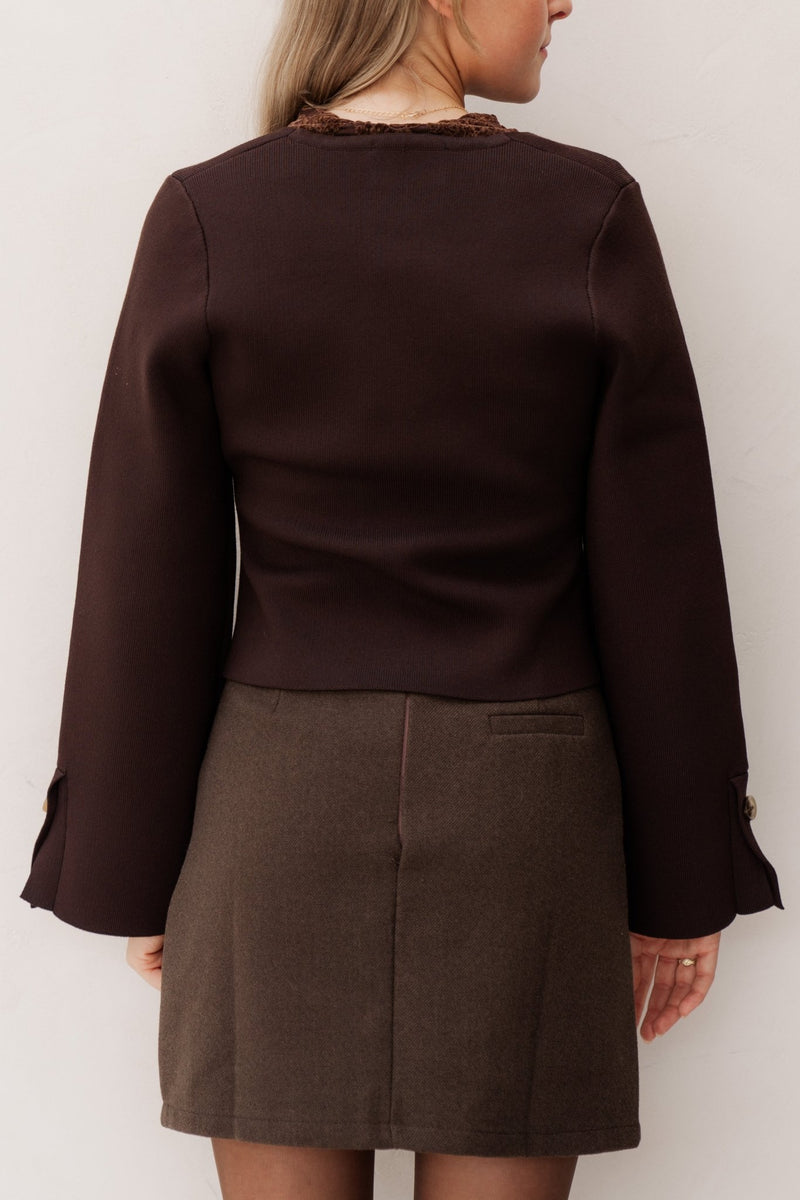 Fulvia knit blouse darkbrown - Bij Keesje - Neo Noir