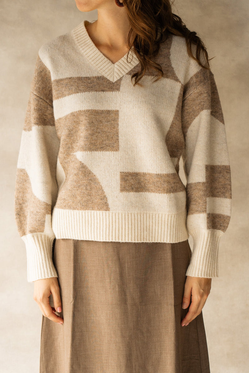 G - maxx Elzana pullover wool white/sahara - Bij Keesje