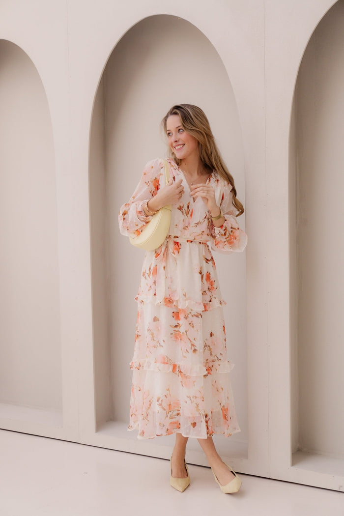 Gaby Jurk Beige/Pink - Bij Keesje - Bij Keesje - Jurk