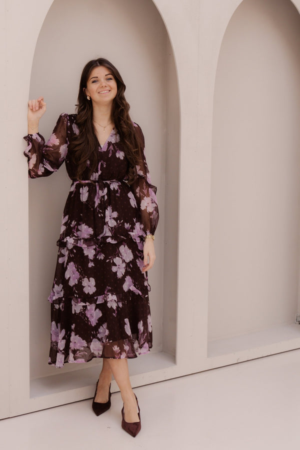 Gaby Jurk Brown/Purple - Bij Keesje - Bij Keesje - Jurk