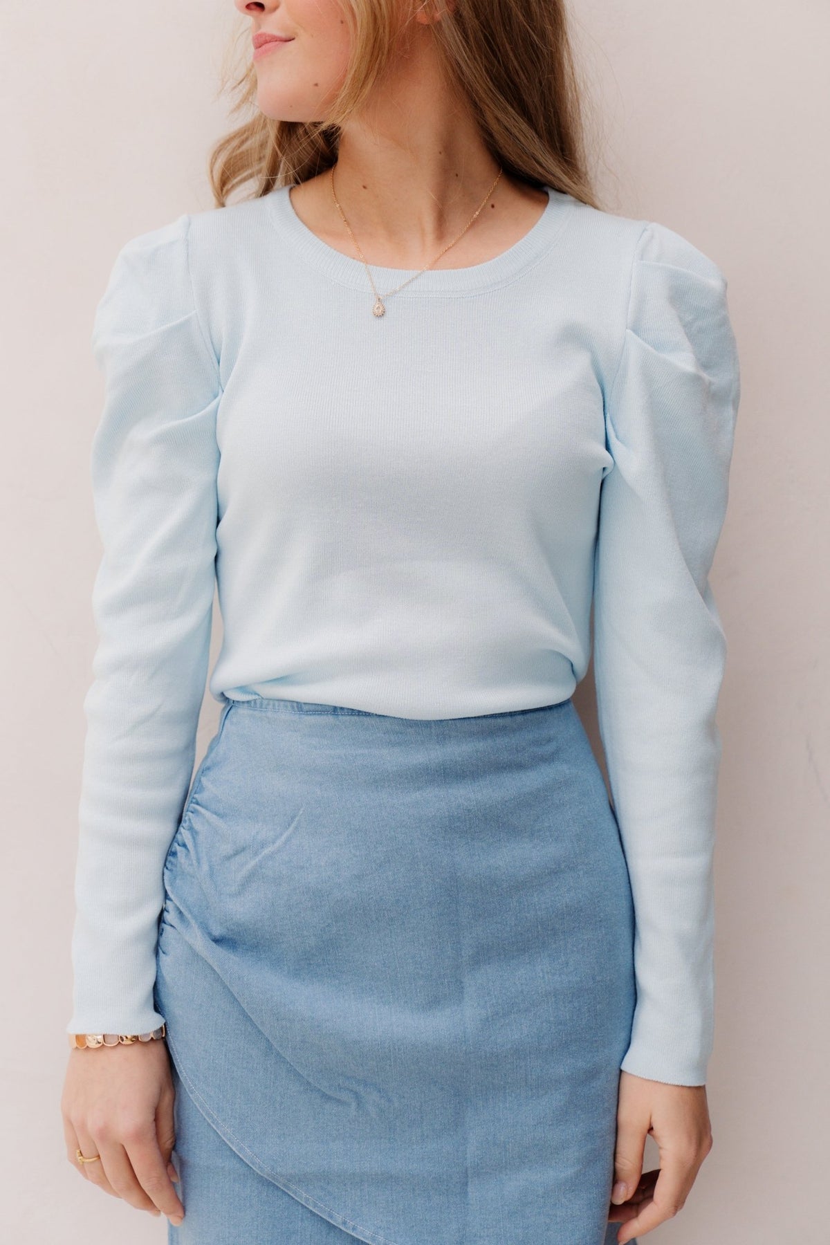 Geeske Pofmouw Top Light Blue - Bij Keesje - Bij Keesje - Top