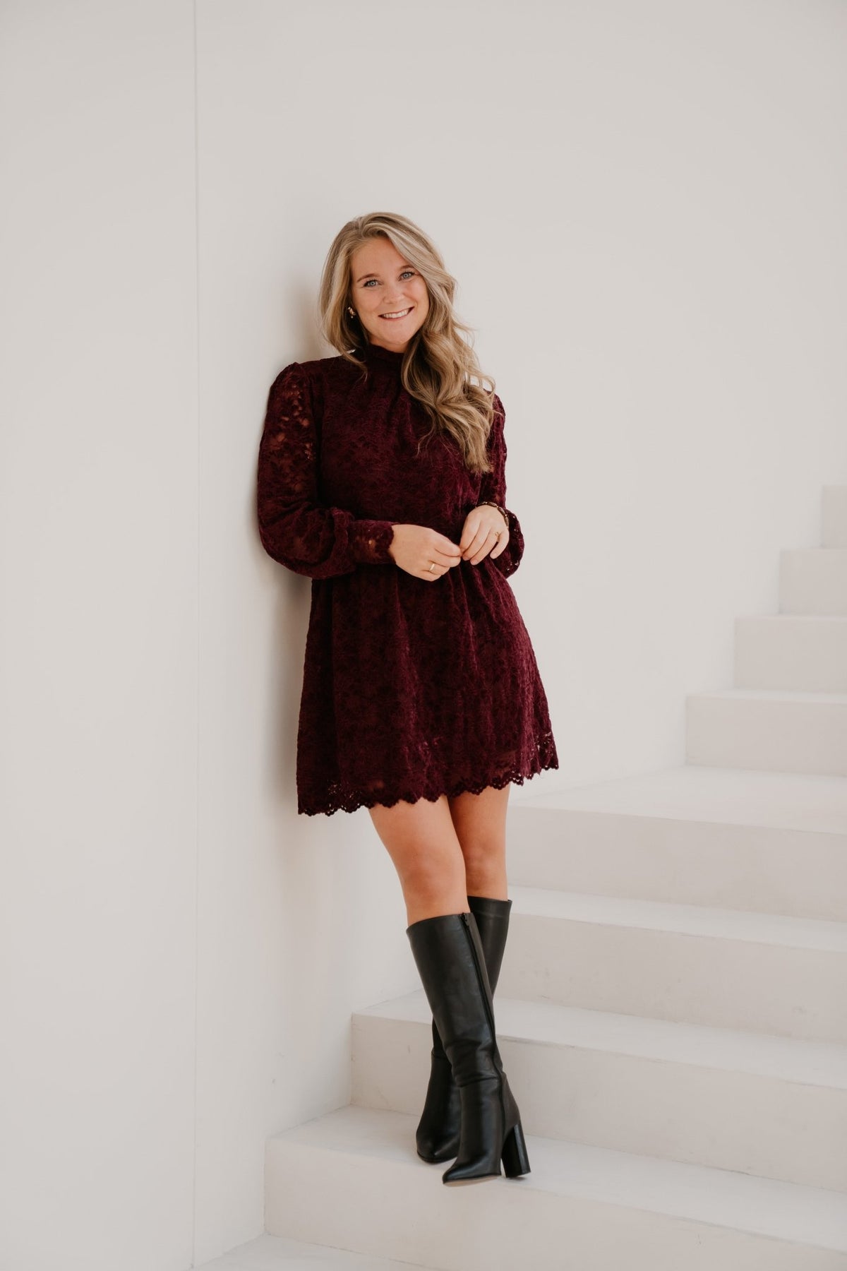 Geke dress bordeaux - Bij Keesje - Bij Keesje - Jurk