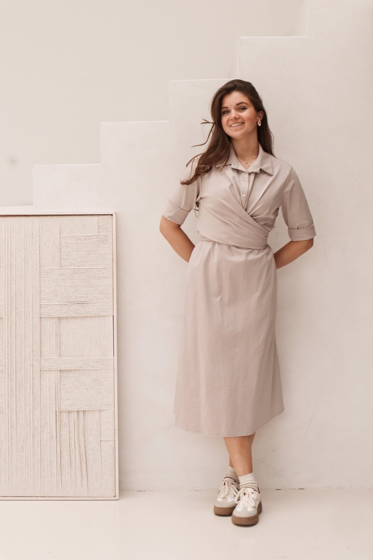 Gemma jurk beige - Bij Keesje - Bij Keesje - Jurk