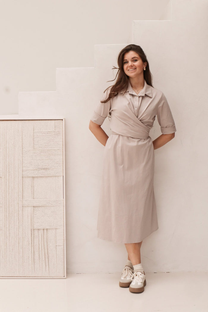 Gemma jurk beige - Bij Keesje - Bij Keesje - Jurk