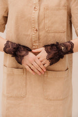 Genevieve kanten mouwboord brown - Bij Keesje - Bij Keesje - accessoires