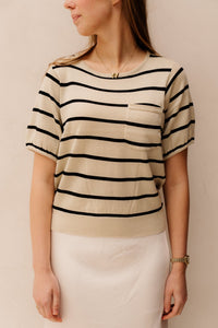 Genoveva Knitting Top Sand/Black - Bij Keesje - G - maxx - Top