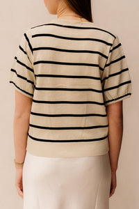 Genoveva Knitting Top Sand/Black - Bij Keesje - G - maxx - Top