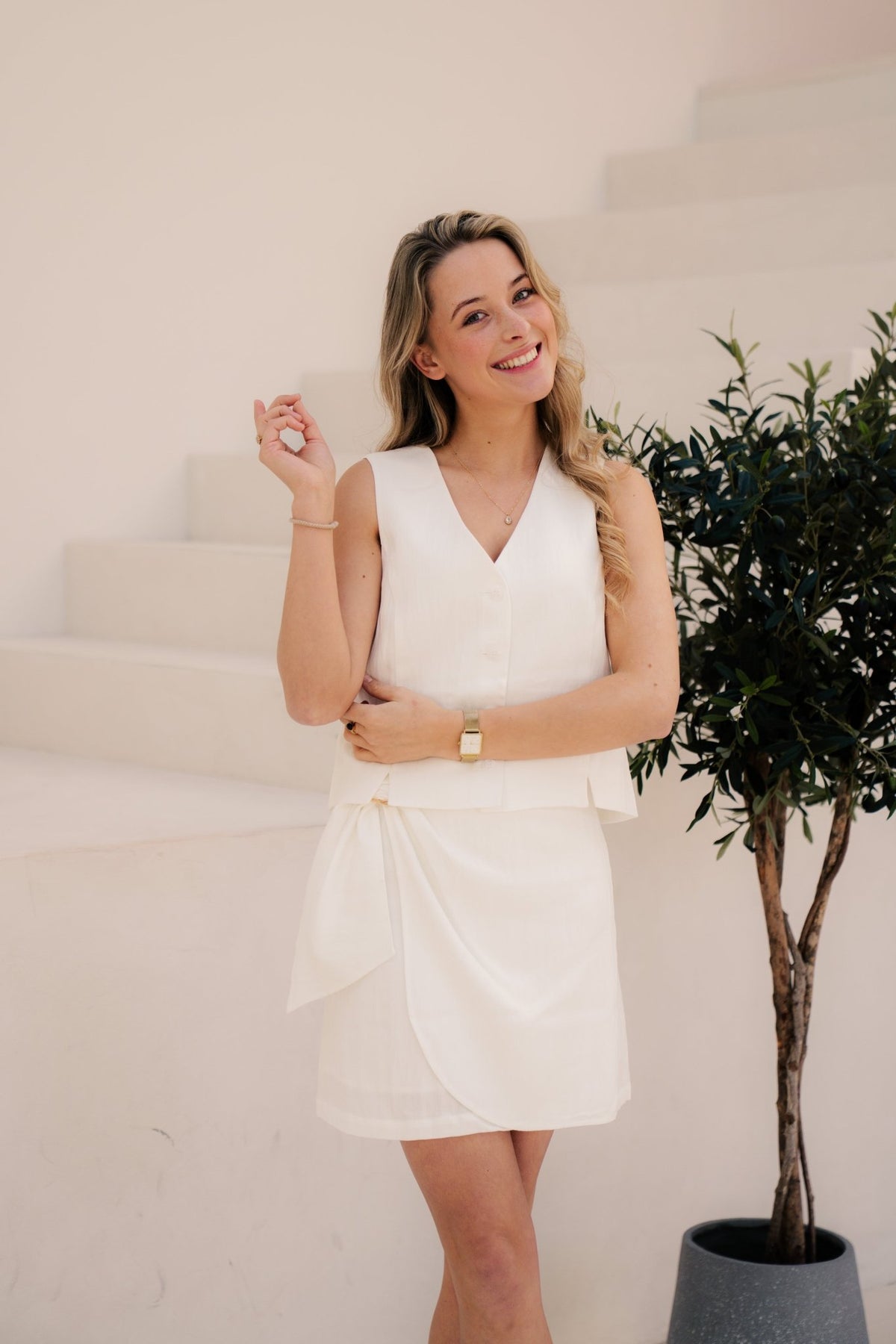 Gilet Crushed Off White 10232 - Bij Keesje - Esqualo - Gilet