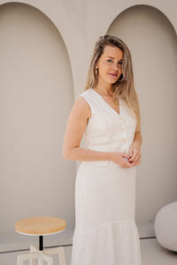 Gilet short linen offwhite/sand - 17202 - Bij Keesje - Esqualo - gilet