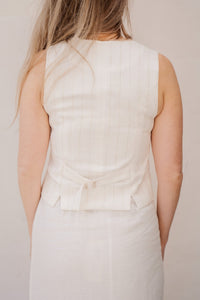 Gilet short linen offwhite/sand - 17202 - Bij Keesje - Esqualo - gilet