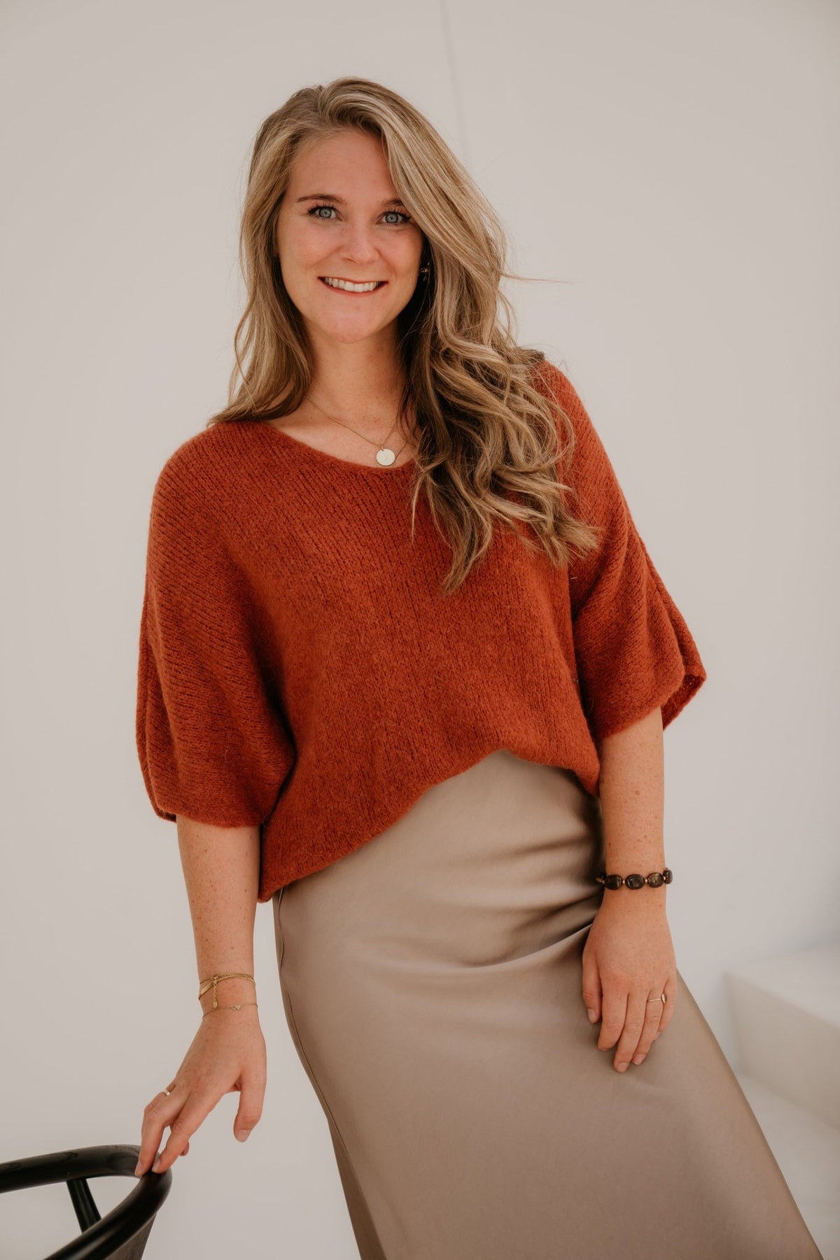 Gina Trui V-Hals Brique - Bij Keesje - Bij Keesje - Trui