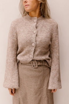 Gio fluffy knit cardigan - Beige melange - Bij Keesje - Neo Noir - vest