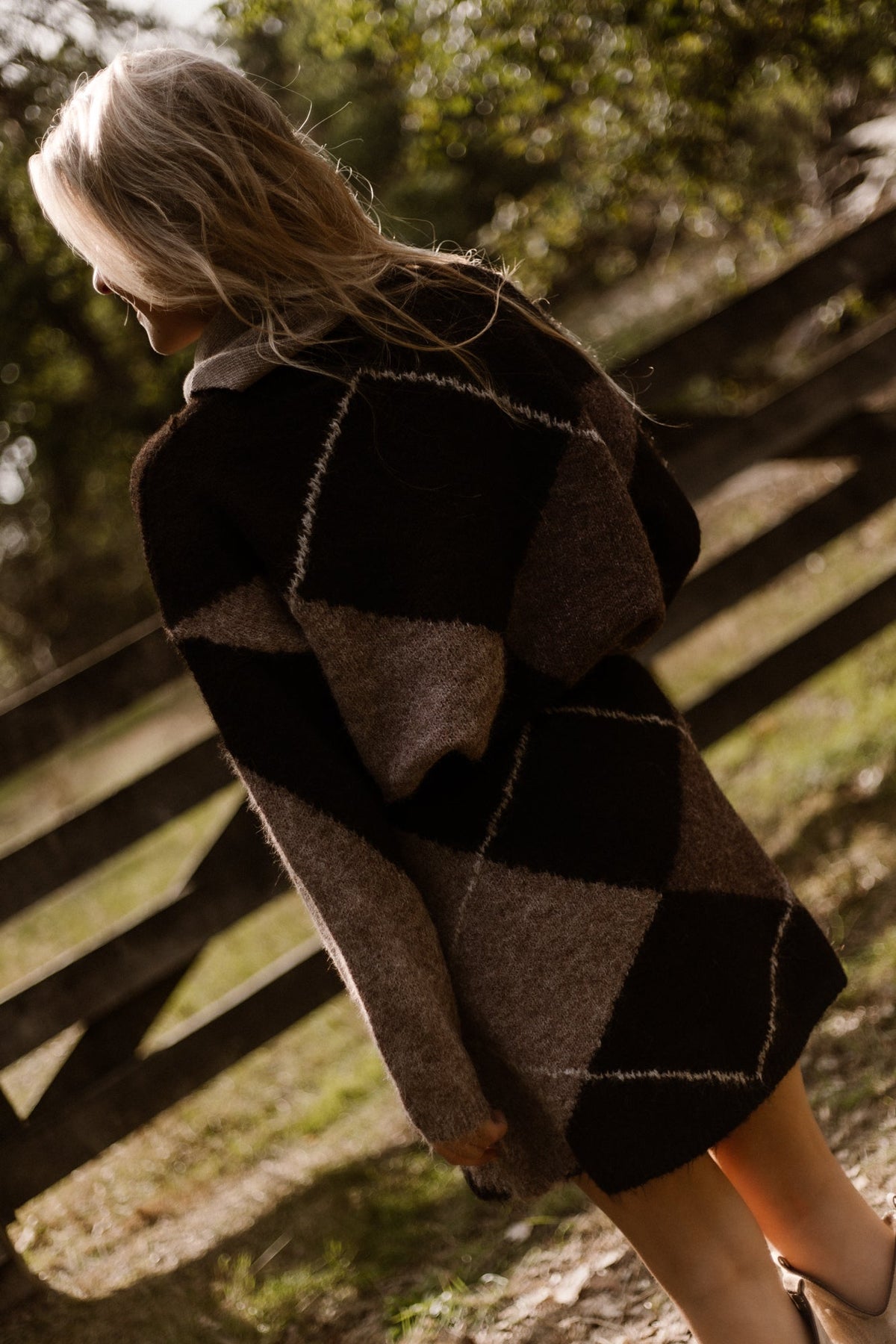 Gisa check fluff knit skirt d.brown - Bij Keesje - Neo Noir - Rok
