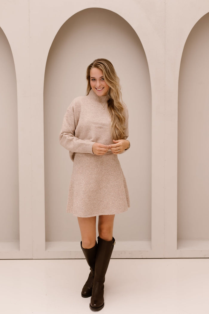 Gisa Knit Skirt Sand Melange - Bij Keesje - Neo Noir - Rok