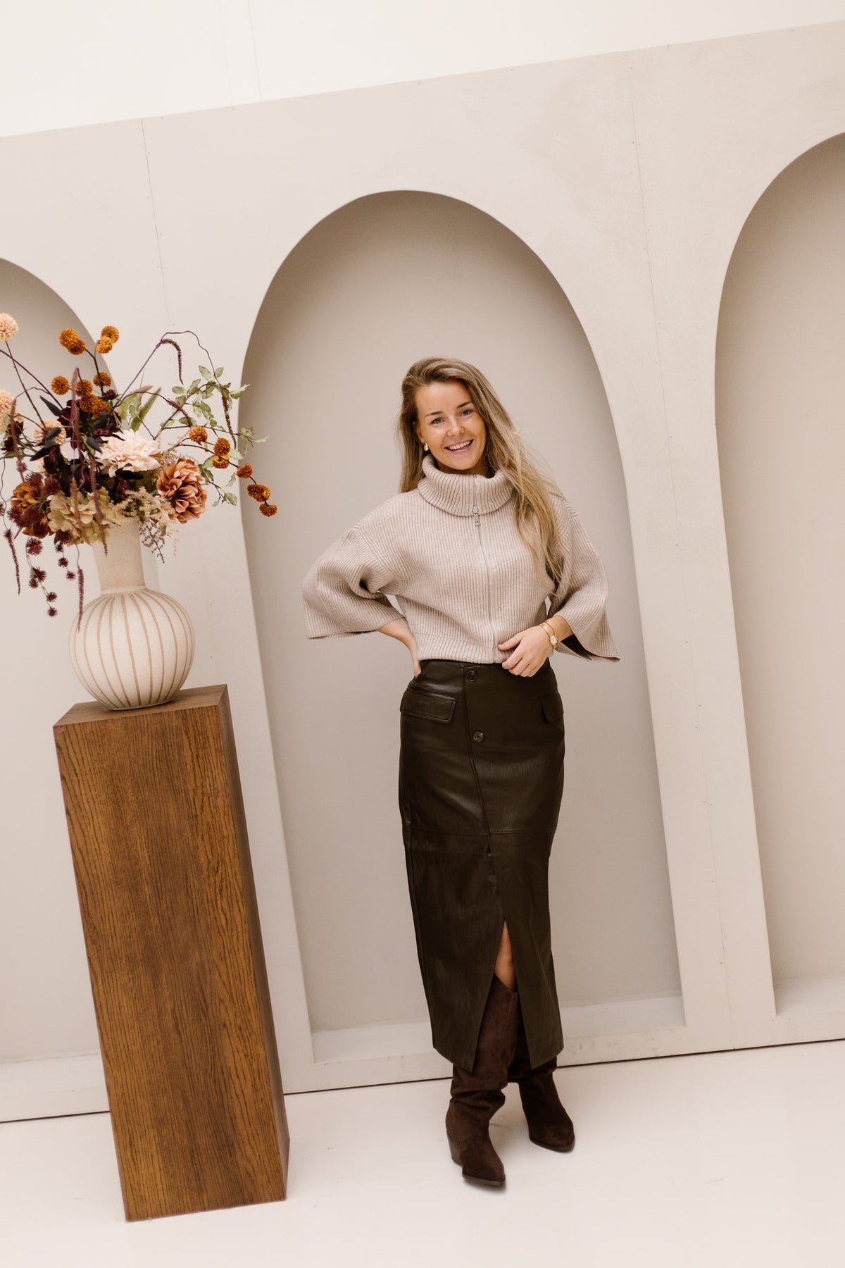 GittCC asym floor skirt dark brown - Bij Keesje - Co'couture - Rok