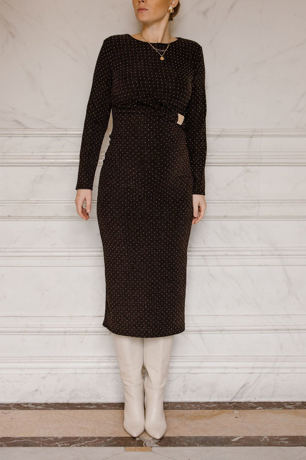 Glitter dress long brown - Bij Keesje - Bij Keesje