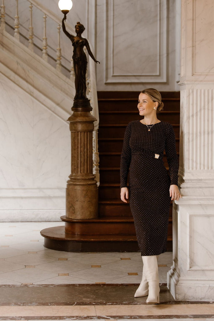 Glitter dress long brown - Bij Keesje - Bij Keesje