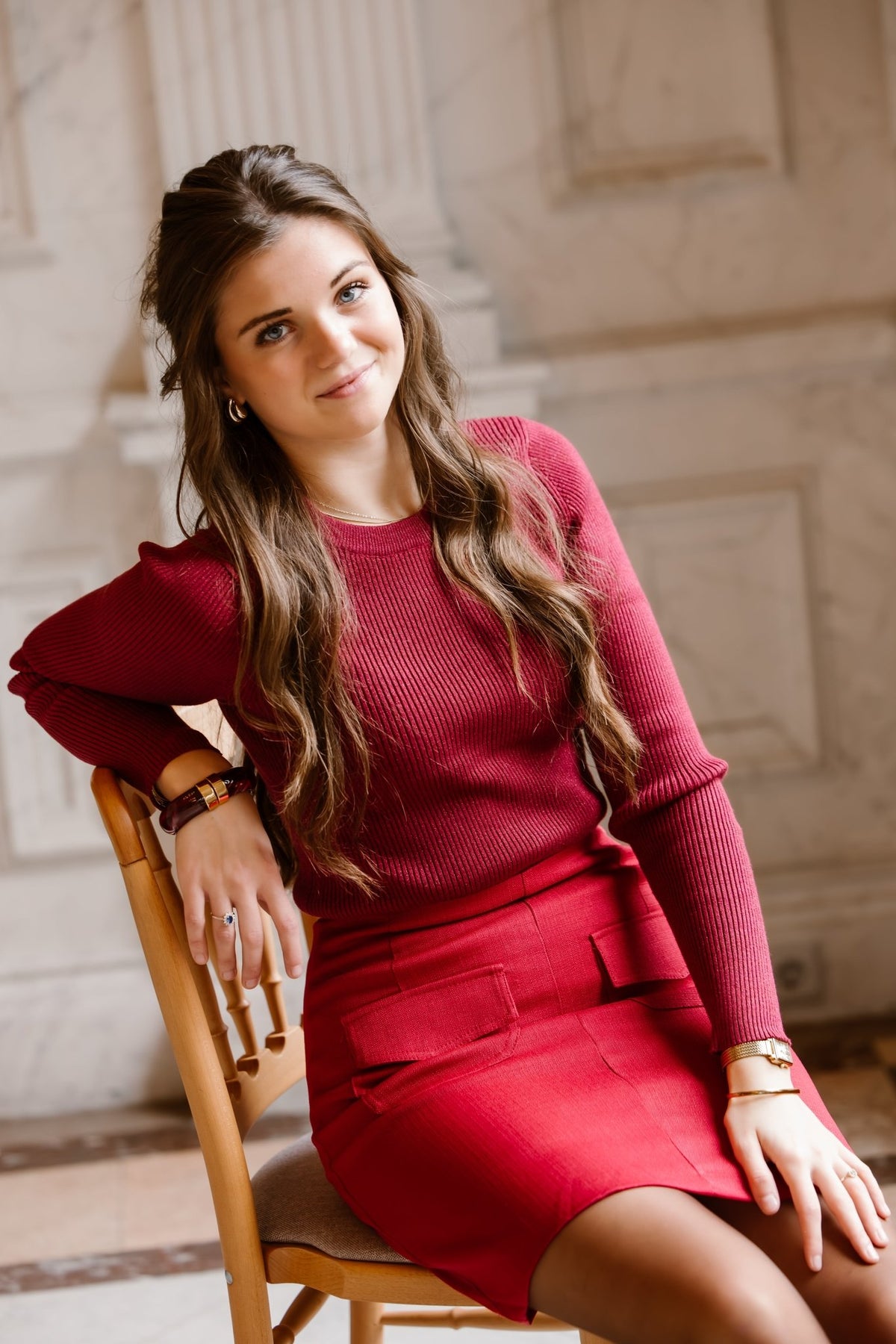 Glitter top rib bordeaux - Bij Keesje - Bij Keesje