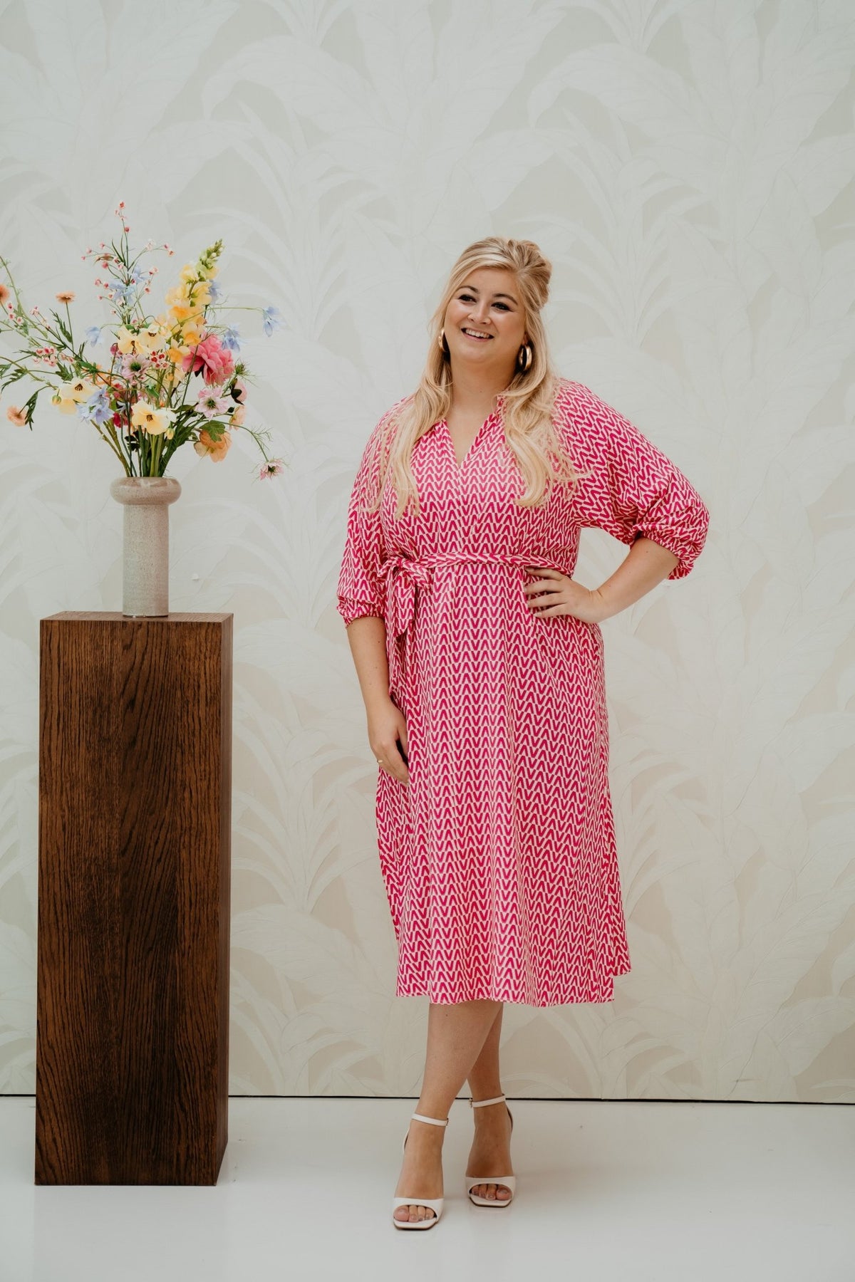 Goldie Dress Sand/Berry Fuchia - Bij Keesje - exxcellent - Jurk