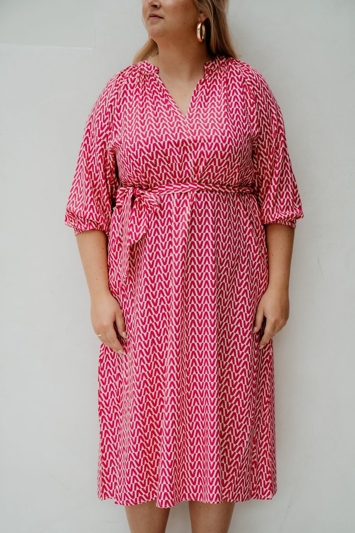 Goldie Dress Sand/Berry Fuchia - Bij Keesje - exxcellent - Jurk