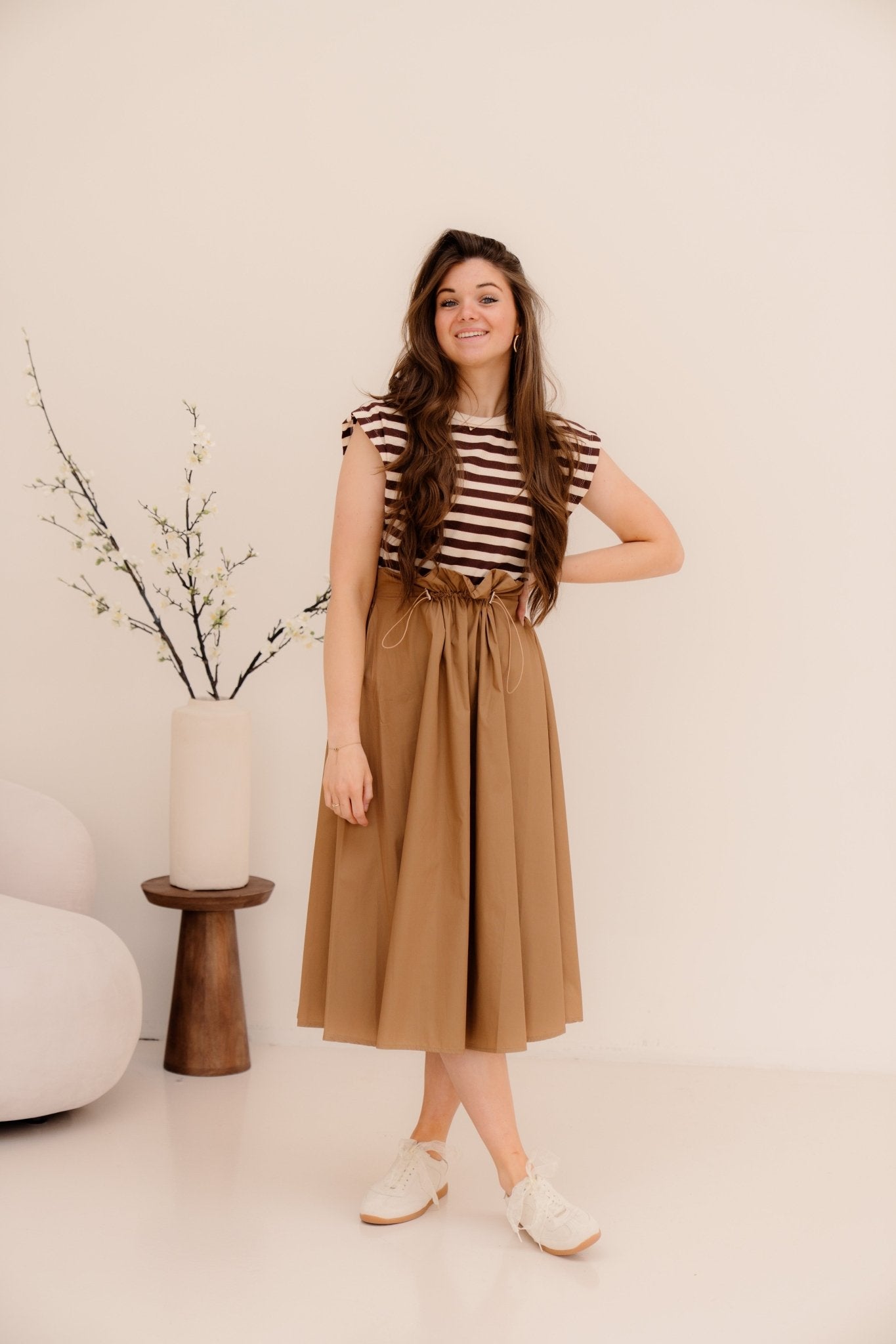 Gonna skirt beige camel B117 - Bij Keesje - Rinascimento - Rok