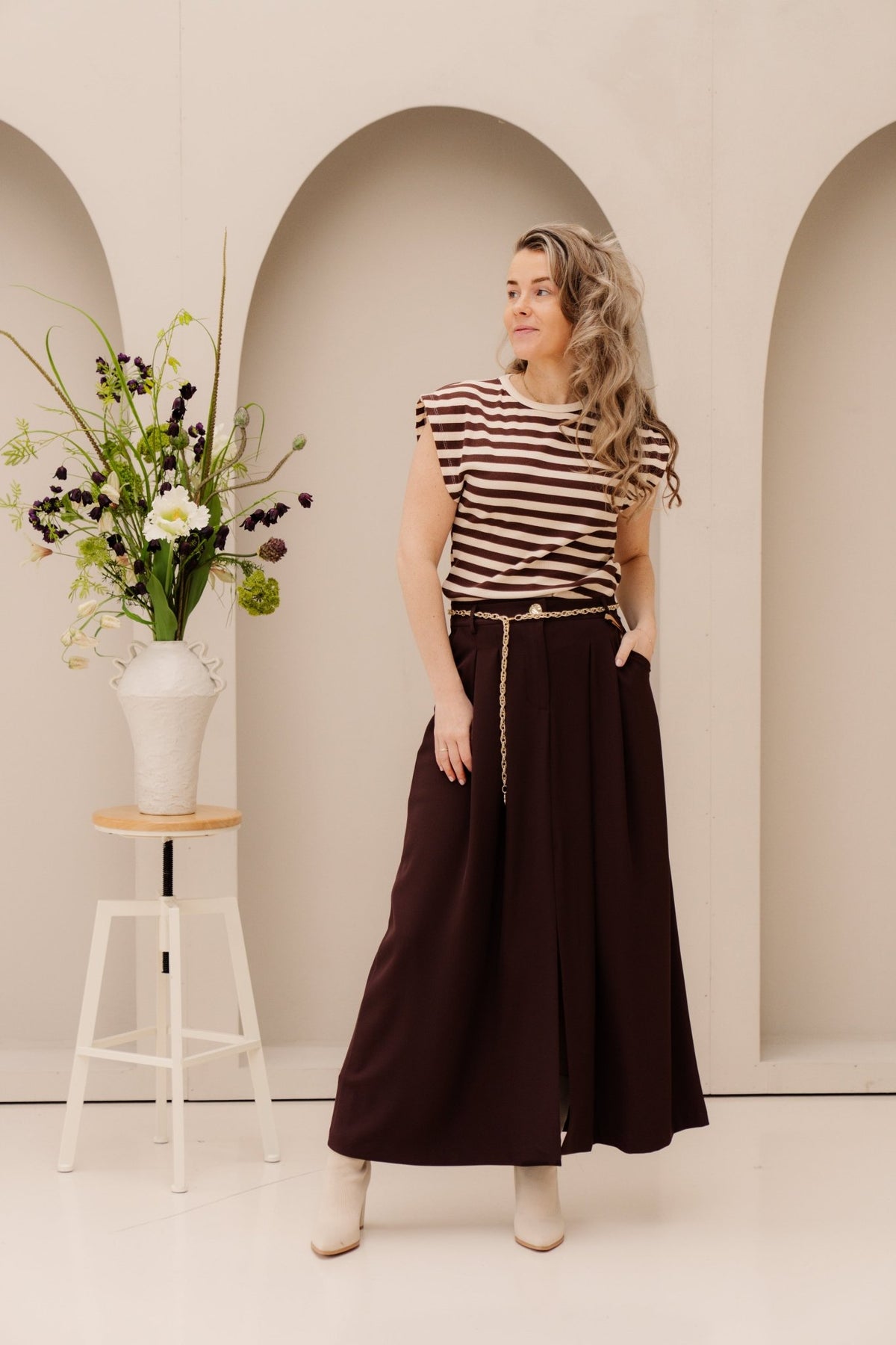 Gonna Skirt Riem Chocolate B401 - Bij Keesje - Rinascimento - rok