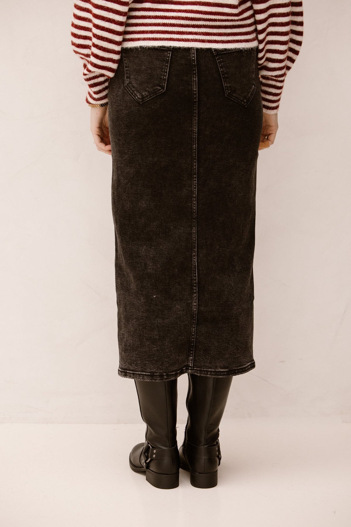 Grey denim skirt split - Bij Keesje - Bij Keesje