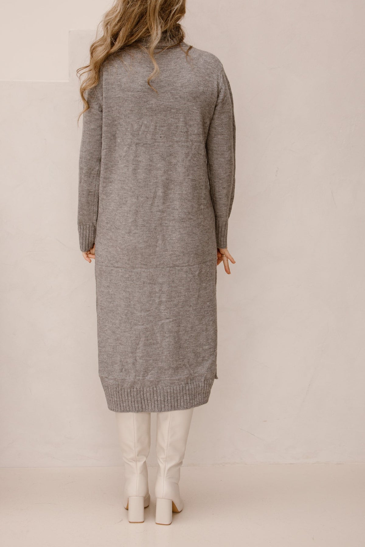 Grey long col dress - Bij Keesje - Bij Keesje