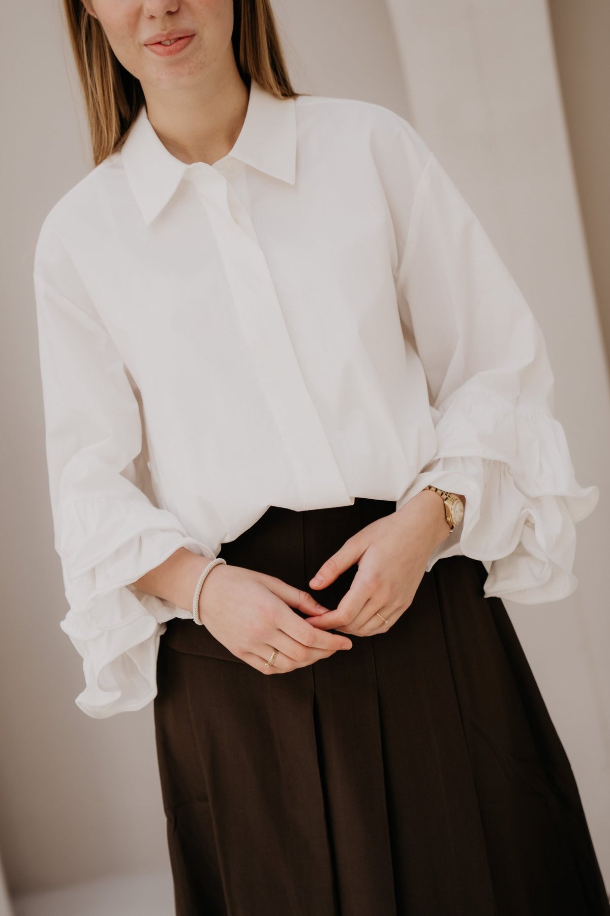 HalenCC Flare shirt white - Bij Keesje - Co'couture - Blouse