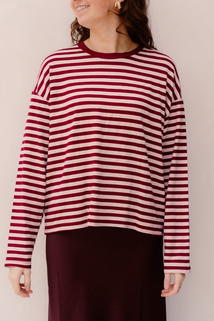 Havy Stripe Tee Red/pink - Bij Keesje - Bij Keesje - Top