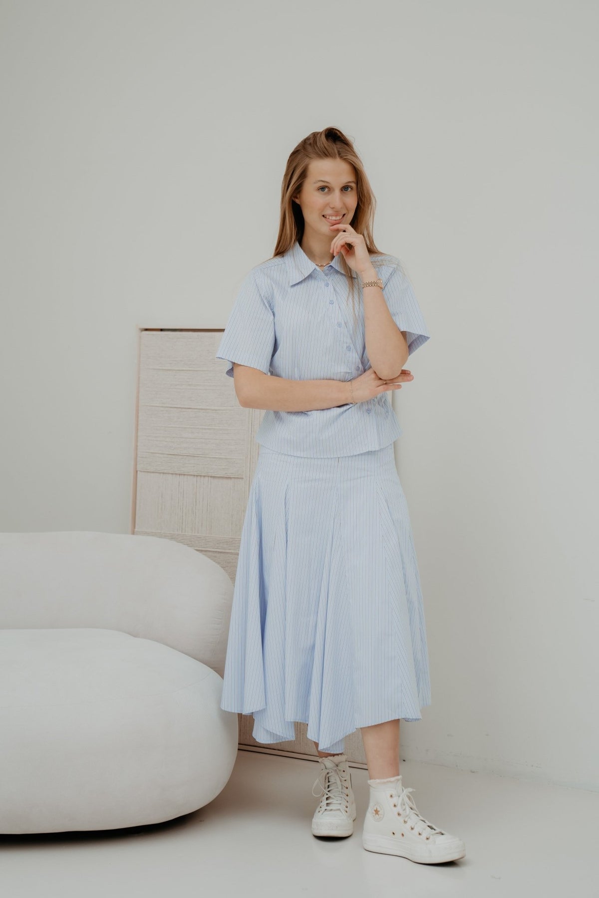 Hazell Stripe Shirt Light Blue - Bij Keesje - Neo Noir - Blouse